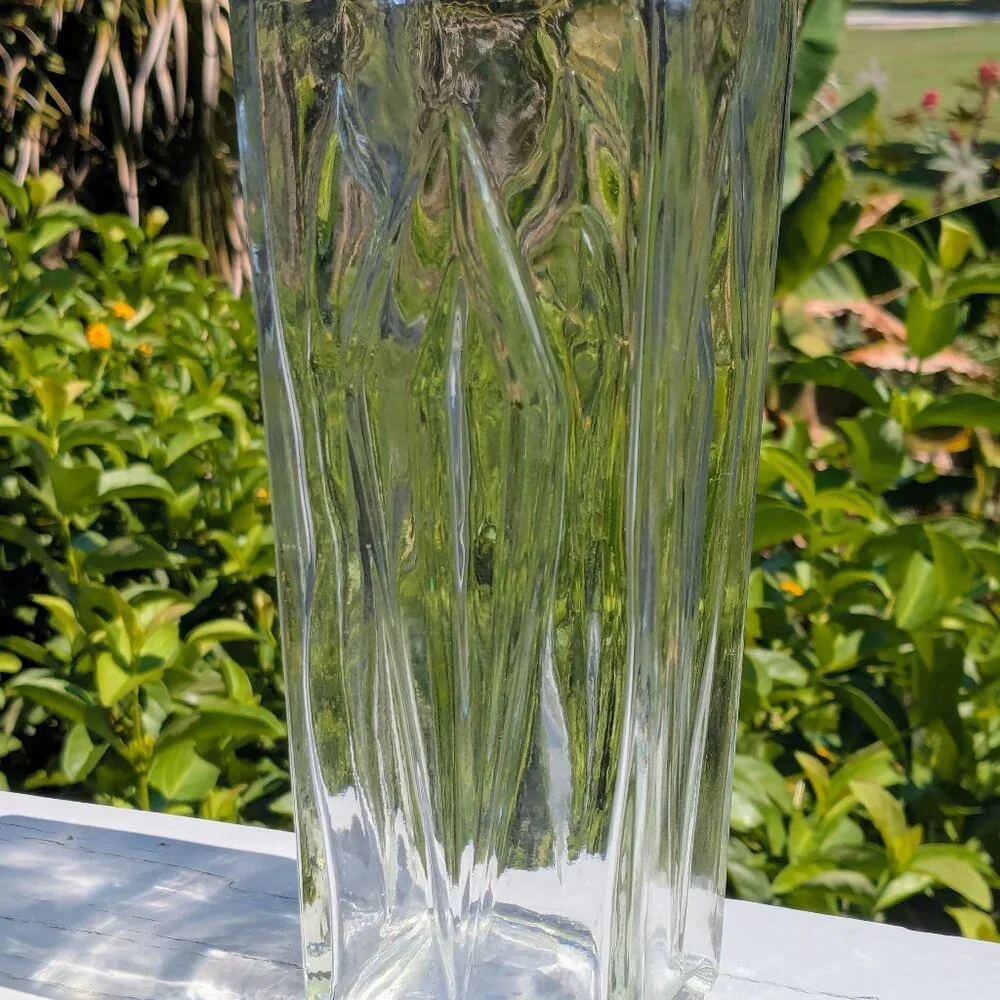 Vintage Glass Decanter with Stopper - Unique Faceted Design & Hollow Stopper